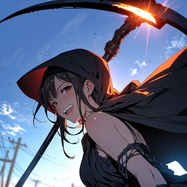 Free ai generated girl grim reaper illustration