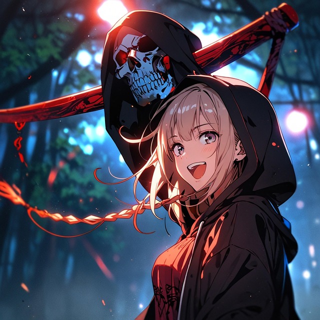 Free ai generated girl grim reaper illustration