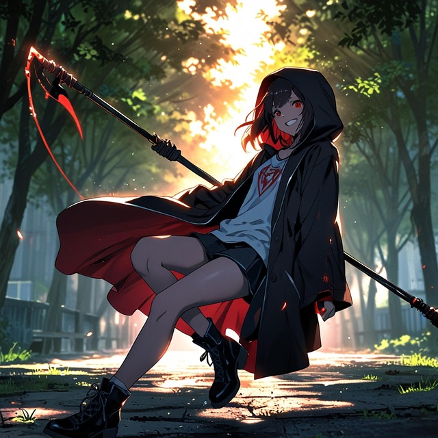 Free ai generated girl grim reaper illustration