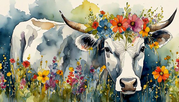 Free Festive Cow illustration and picture