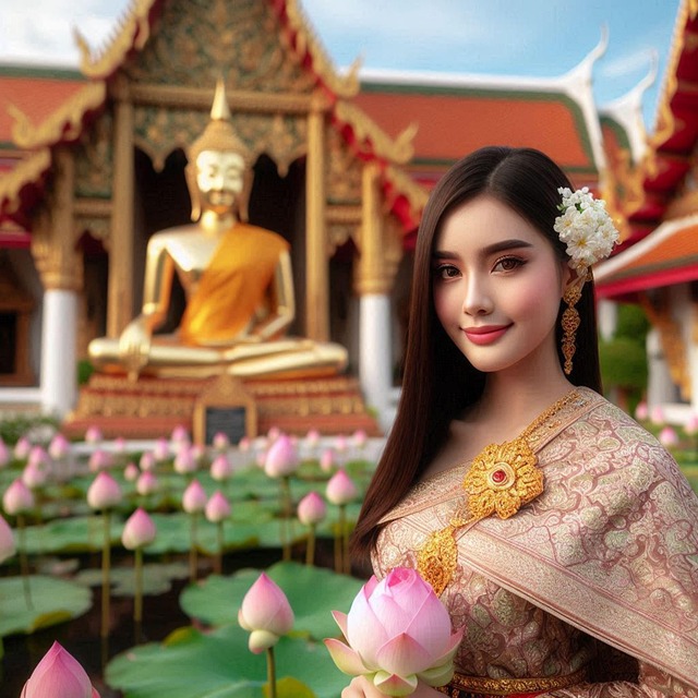 Ai Genereret, Kvinde, Lotus, Blomster