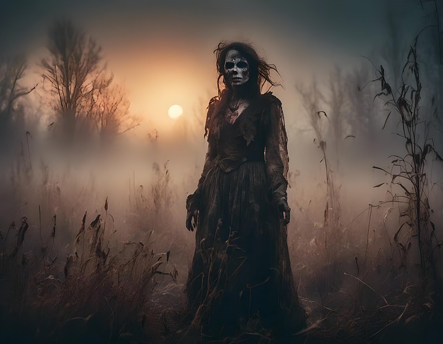 Free woman dark landscape illustration