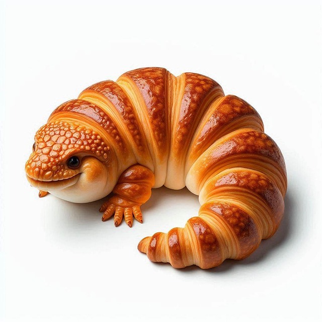 Free ai generated croissant gecko illustration