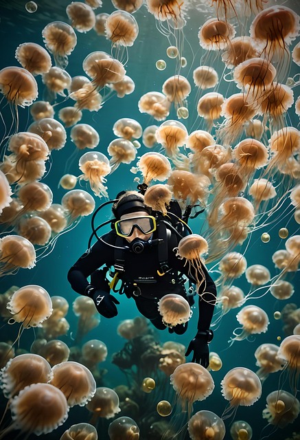 Free ai generated jellyfish underwater illustration