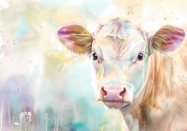 Free cow calf farm illustration