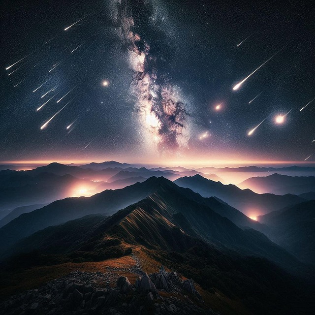 Free galaxy shooting stars meteor shower illustration