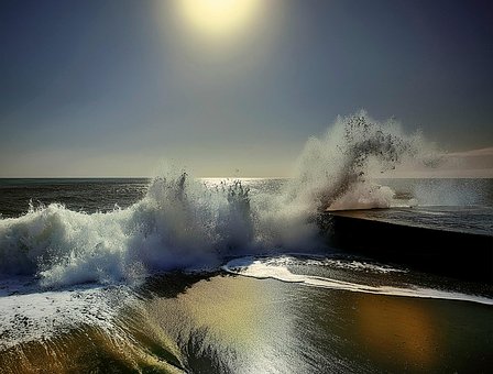 Ai, Ondas, Em Um Momento, Dourado, Luz