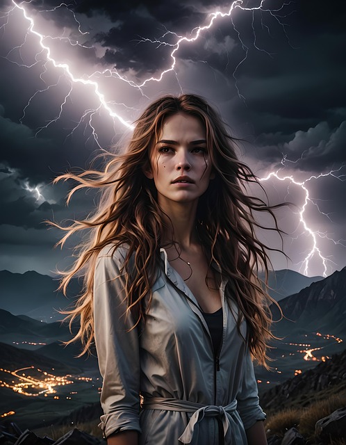 Free ai generated woman storm illustration