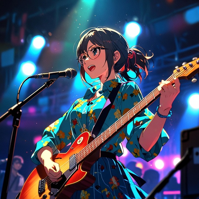 Free ai generated woman guitarist illustration