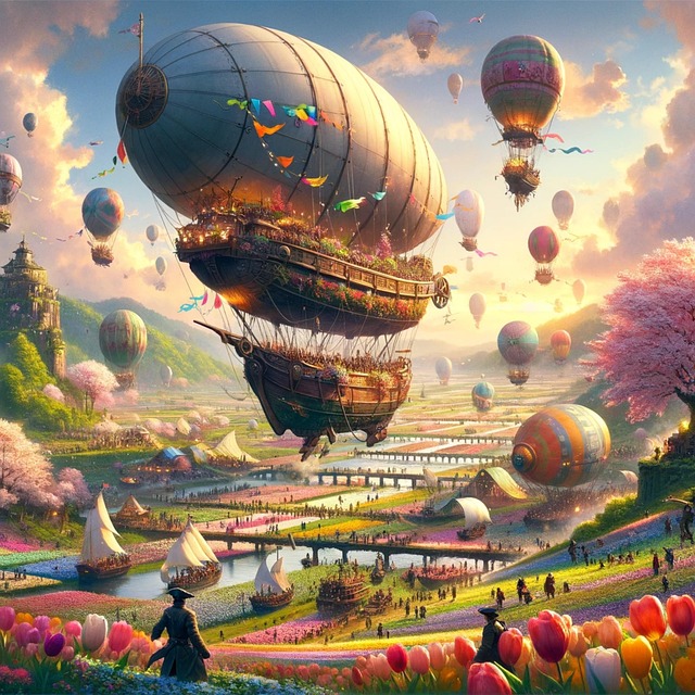 Download free HD stock image of Airship Fantasy Free airship fantasy world illustration