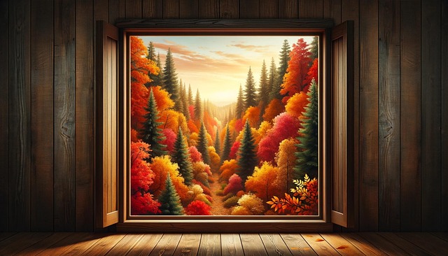 Free forest window trees illustration