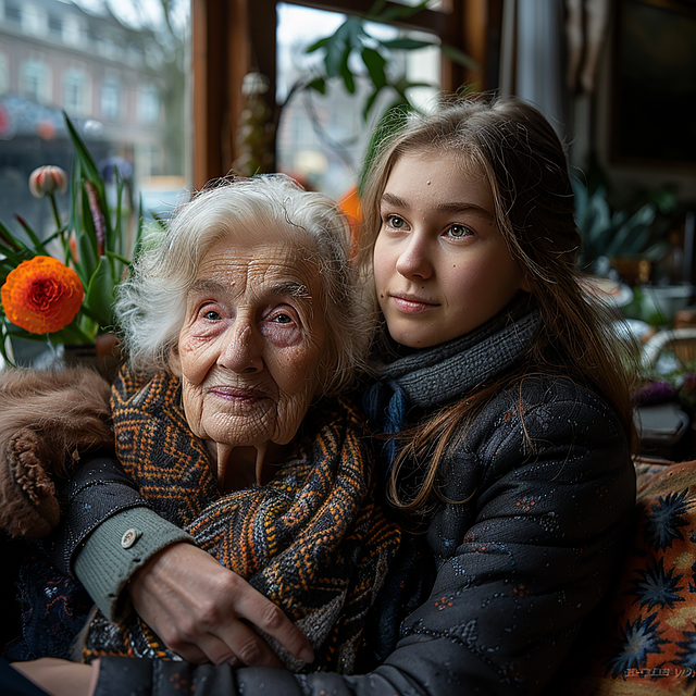 Download free HD stock image of Ai Generated Grandmother Free ai generated grandmother granddaughter illustration
