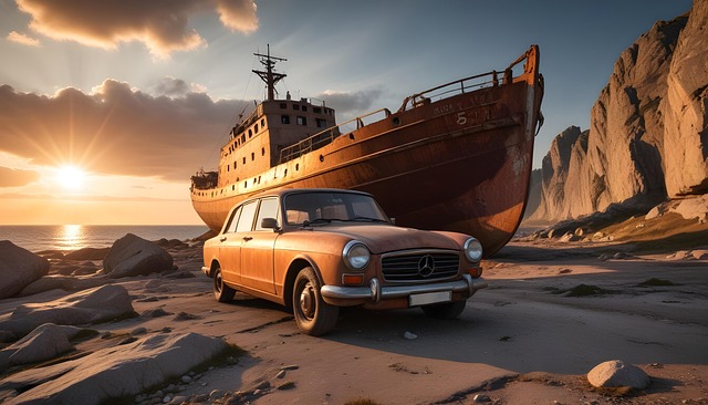 Free ai generated boat car illustration