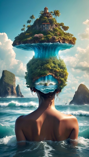 Free woman beauty island illustration