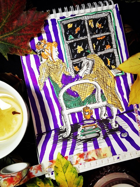 Herfst, Boek, Thee, Schetsen, Inkt
