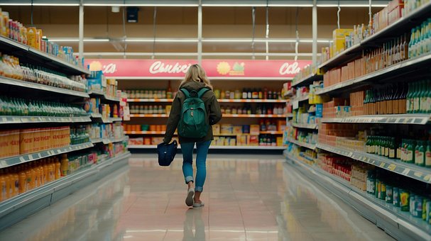 Ai Generované, Žena, Supermarket, Batoh