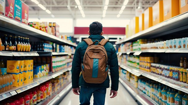 Ai Generované, Muž, Supermarket, Batoh