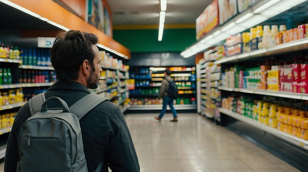 Ai Generované, Muž, Supermarket, Batoh