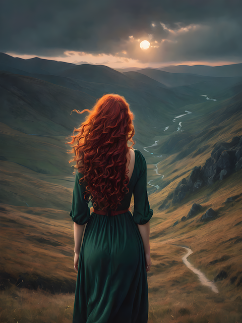 Free ai generated woman highland illustration