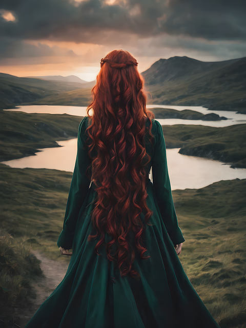 Free ai generated woman highland illustration