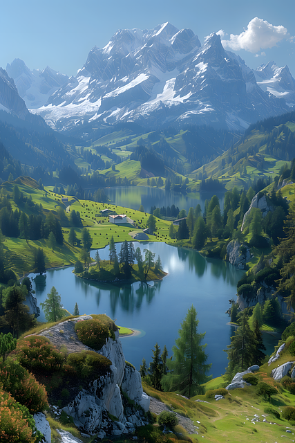 Ai Generiert, Alpen, See, Berge, Schweiz
