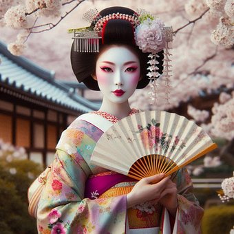Ai产生的, 女士, 艺妓, 东方的, 艺术, 日本, 文化, 亚洲, 传统的