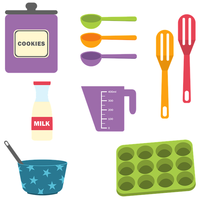 Free baking ingredients utensils illustration