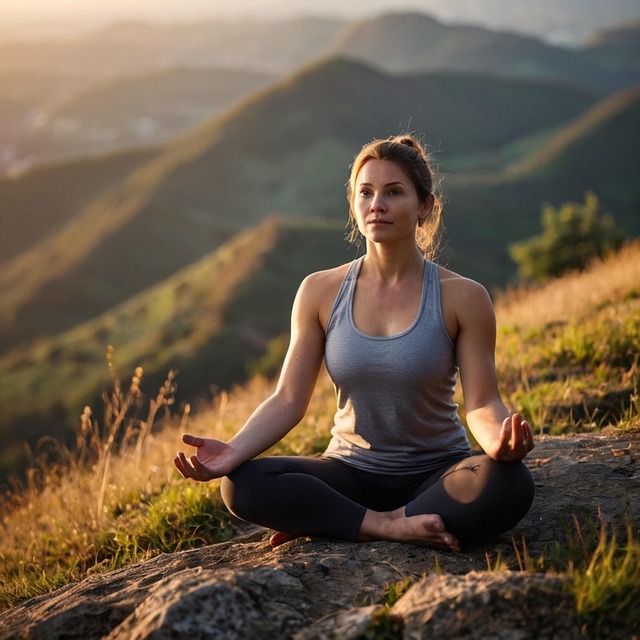 Yoga, Dame, Natur, Landschaft, Draußen