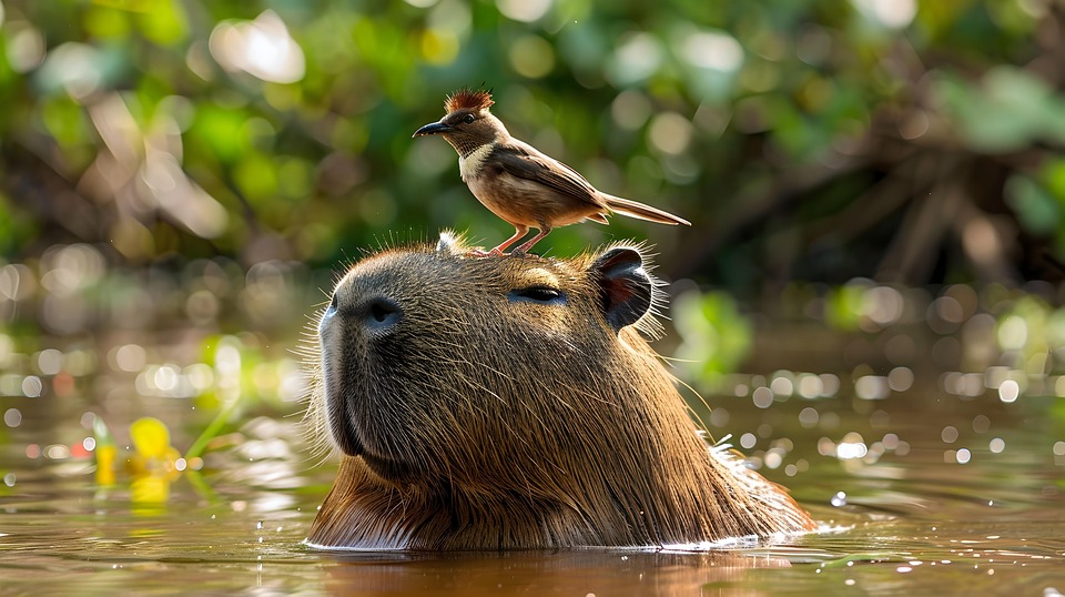 Capybara Bird Water - ภาพฟรีบน Pixabay - Pixabay