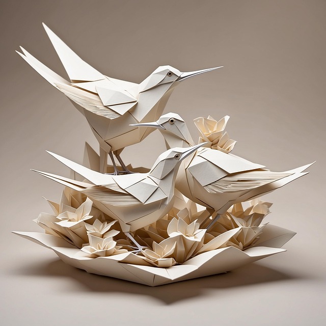 Free birds paper art illustration