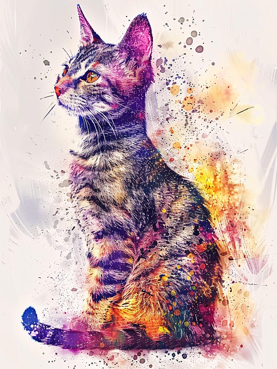 猫水彩绘画- Pixabay上的免费图片