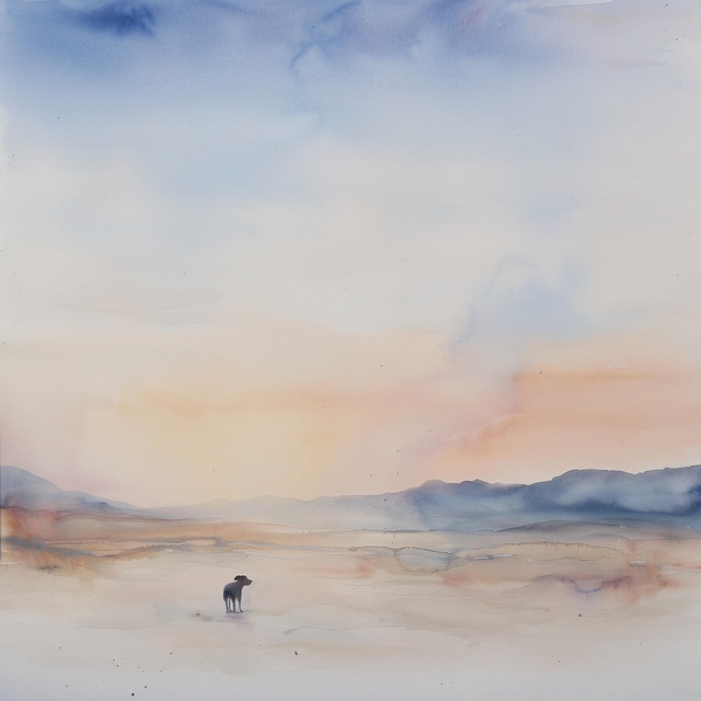 Free dog field sunset illustration