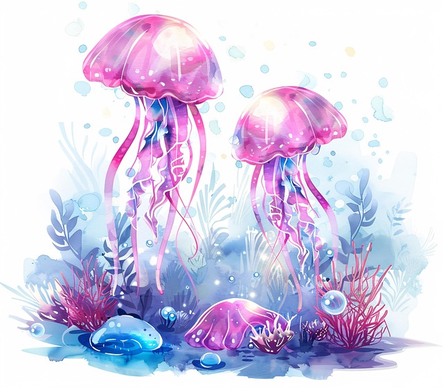 Free jellyfish underwater marine life illustration