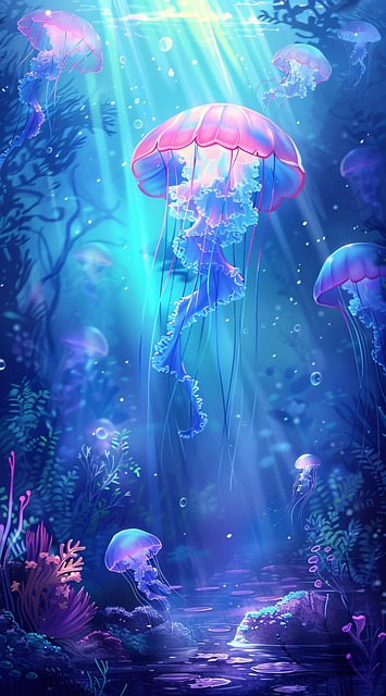 Free jellyfish underwater marine life illustration
