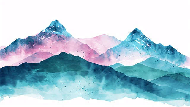 Free mountains watercolor painting illustration