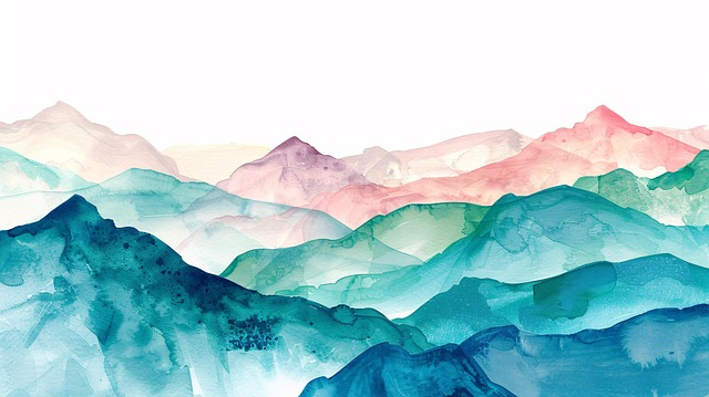 Free mountains watercolor painting illustration