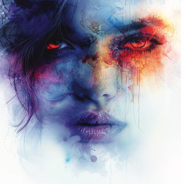 Free portrait watercolor abstract illustration
