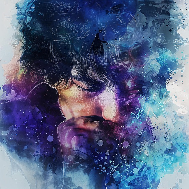Free portrait watercolor abstract illustration