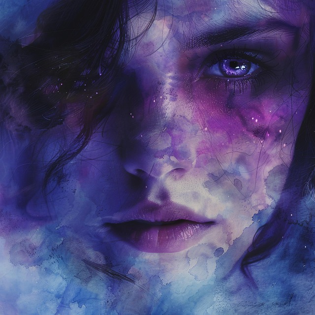 Free portrait watercolor abstract illustration