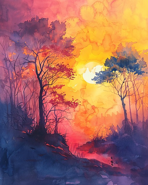 Free portrait watercolor abstract illustration