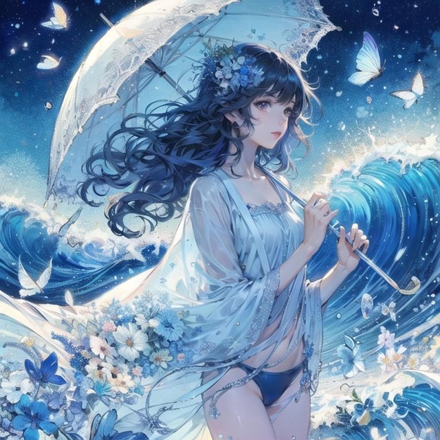 Free ocean woman manga illustration