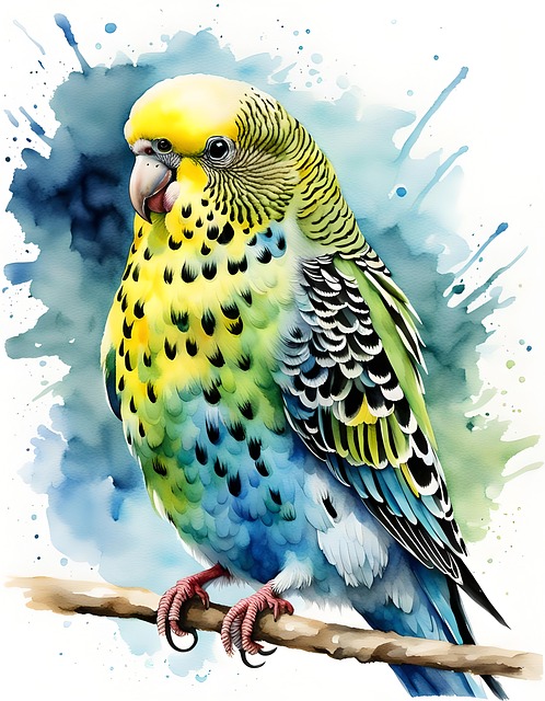 Download free HD stock image of Parakeet Branch Free parakeet branch bird illustration