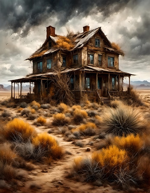 Free house leave desert illustration