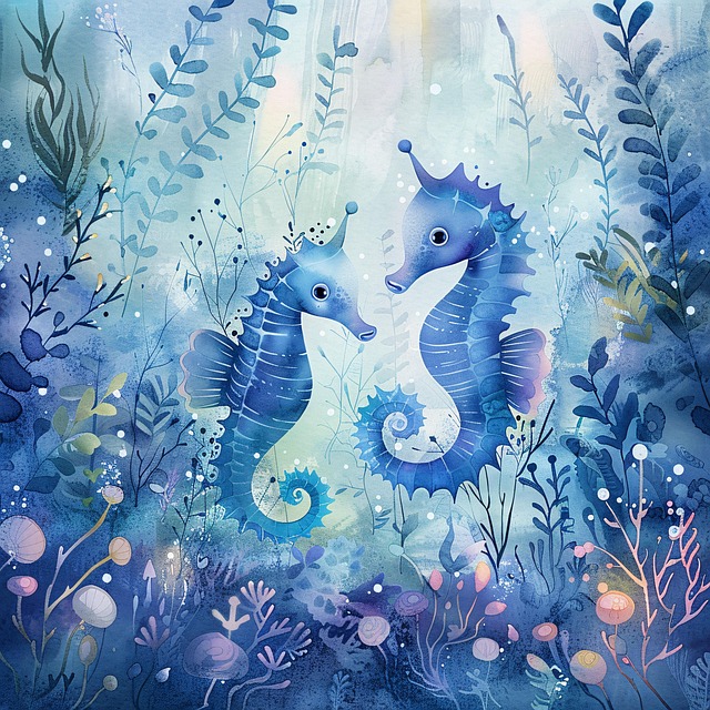 Free seahorses underwater marine life illustration
