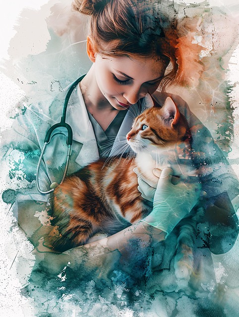 Veterinary examination of a cat showing professional care