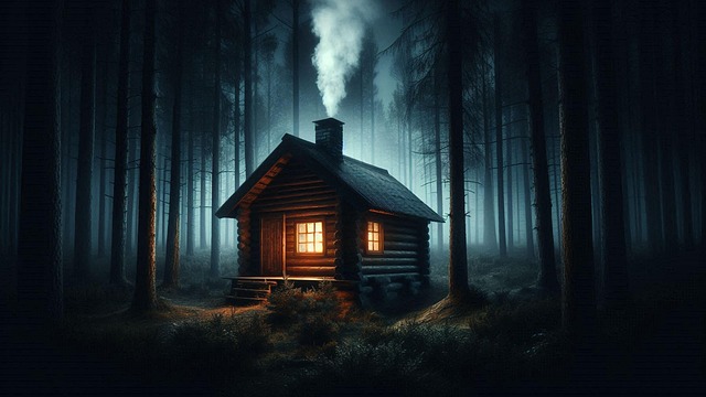 Download free HD stock image of Forest Cabin Free forest cabin darkness illustration