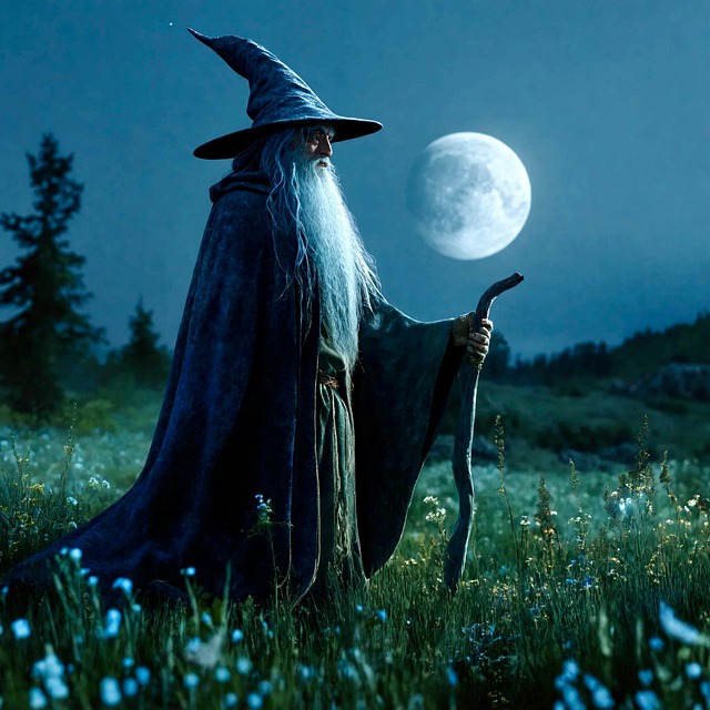 Free night moon field illustration