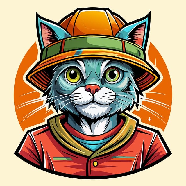 Free adventure cat bucket hat cat whimsical cat illustration vector