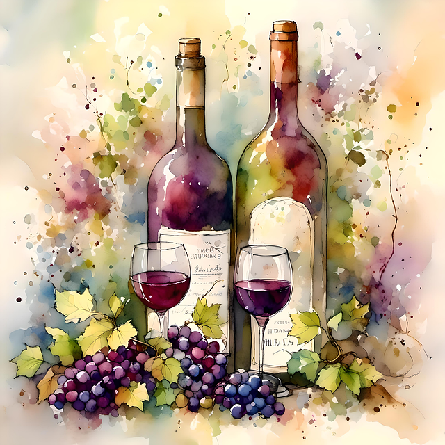 Free wine bottles glasses illustration