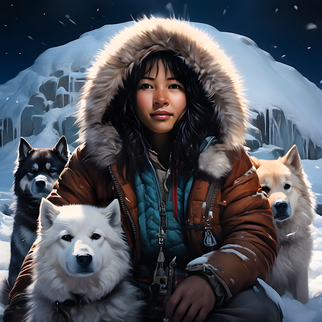 Free ai generated woman dog illustration